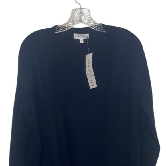 Birch NY Open Front Cardigan Sweater Womens Black Large New Gold Button Cuffs - Picture 3 of 10
